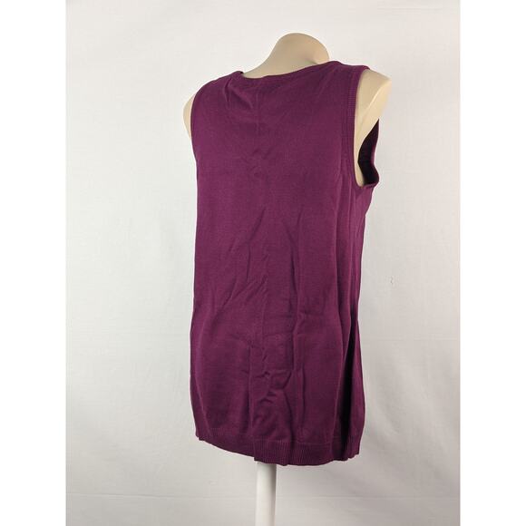 Susan Graver Small Purple Sweater Vest Crew Neck Sleeveless Knit Career Workwear - Picture 4 of 6